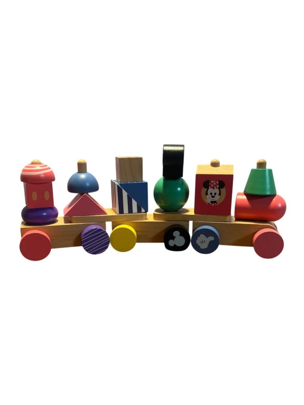 Disney Wooden Stacking Train Toy  Mickey Mouse Wood Block Set Kids Pretend Play